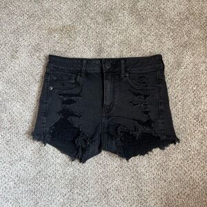 American Eagle Black Distressed Jean Shorts